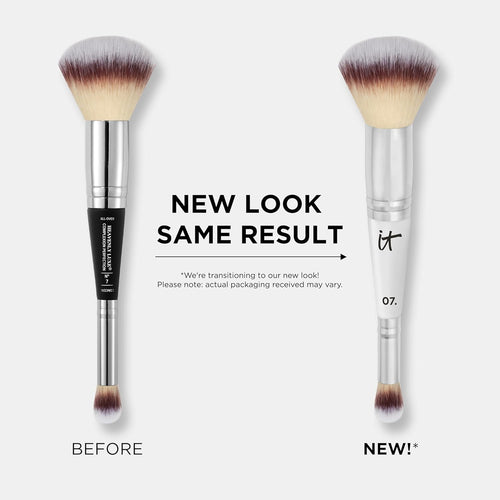 IT Cosmetics Heavenly Luxe Complexion Perfection Brush #7 - Dual-Ended Premium Makeup Brush for Foundation Concealer & Contour, Ultra-Soft Synthetic Fibers, Airbrush Finish, Pro-Hygienic, Cruelty-free