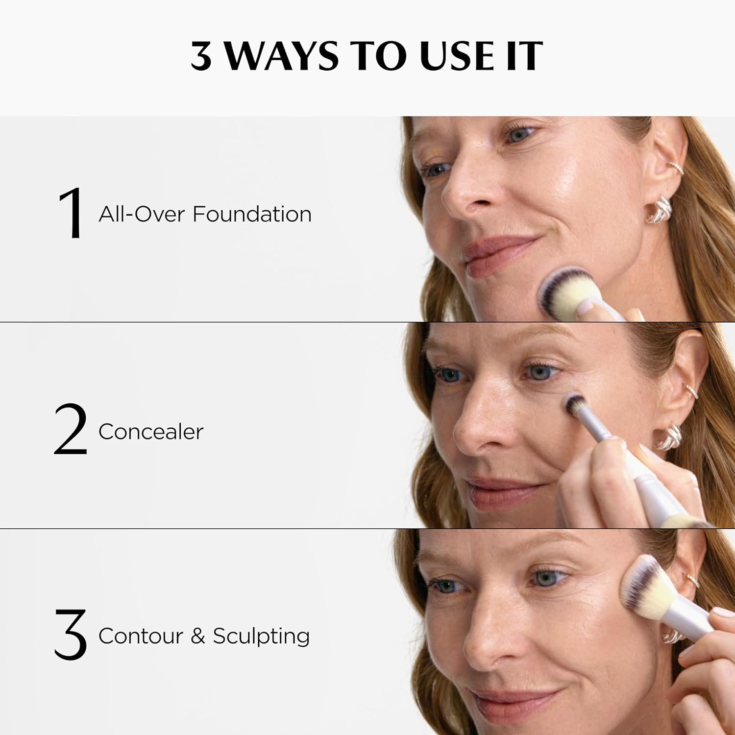 IT Cosmetics Heavenly Luxe Complexion Perfection Brush #7 - Dual-Ended Premium Makeup Brush for Foundation Concealer & Contour, Ultra-Soft Synthetic Fibers, Airbrush Finish, Pro-Hygienic, Cruelty-free