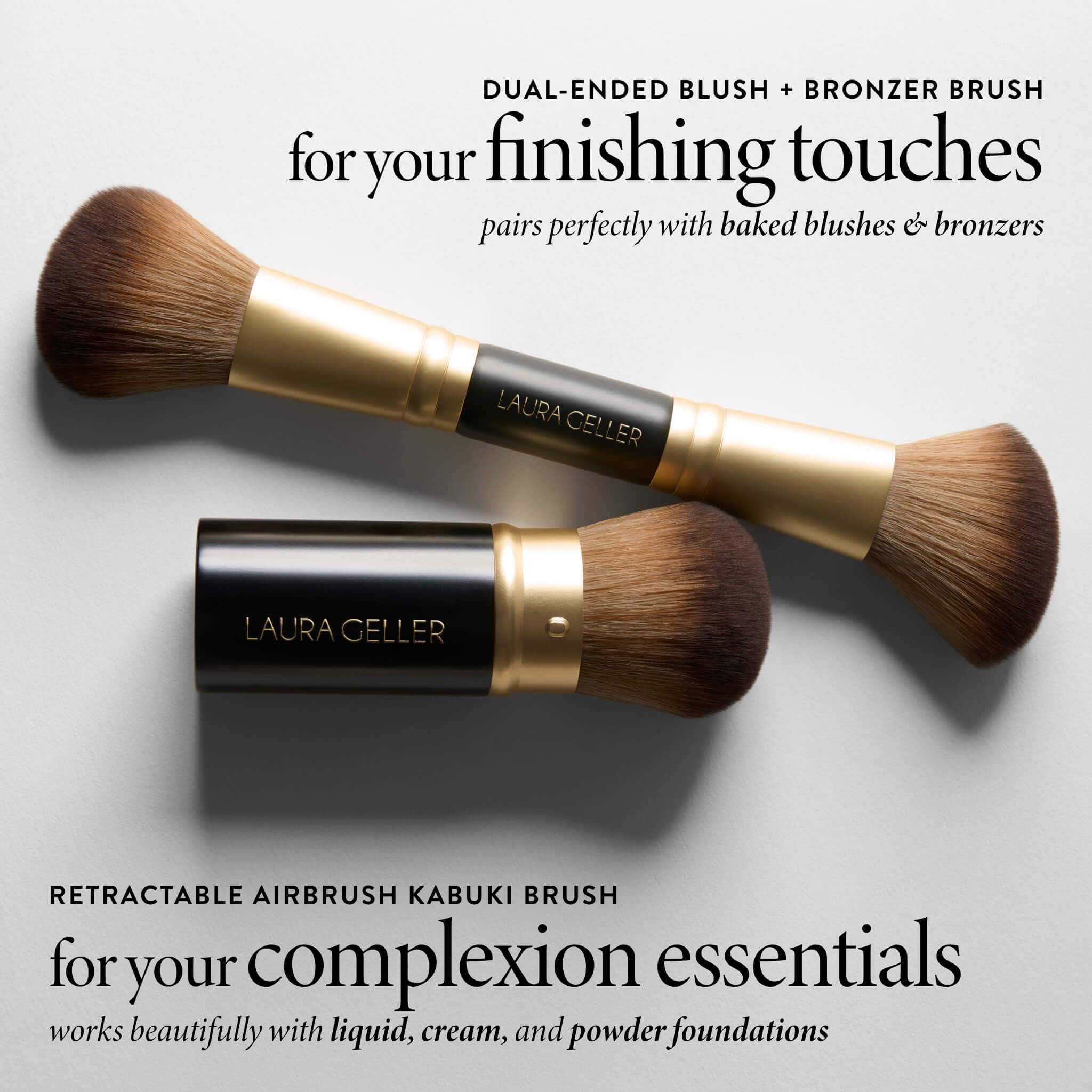 LAURA GELLER NEW YORK Cosmetic Professional Makeup Brushes - Cruelty-Free 02 Retractable Angled Kabuki Brush