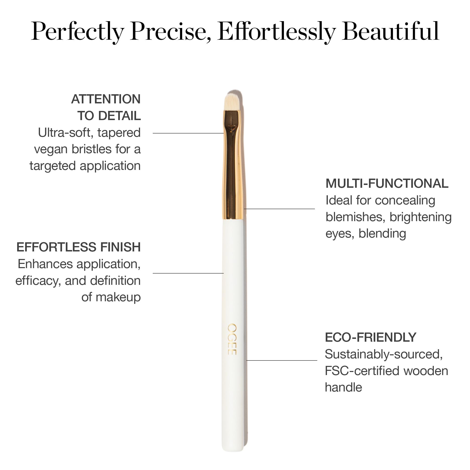Ogee Blender Brush - Professional Quality Makeup Brush - Ultra-Soft Foundation Brush with Vegan Bristles for Flawless Makeup Application