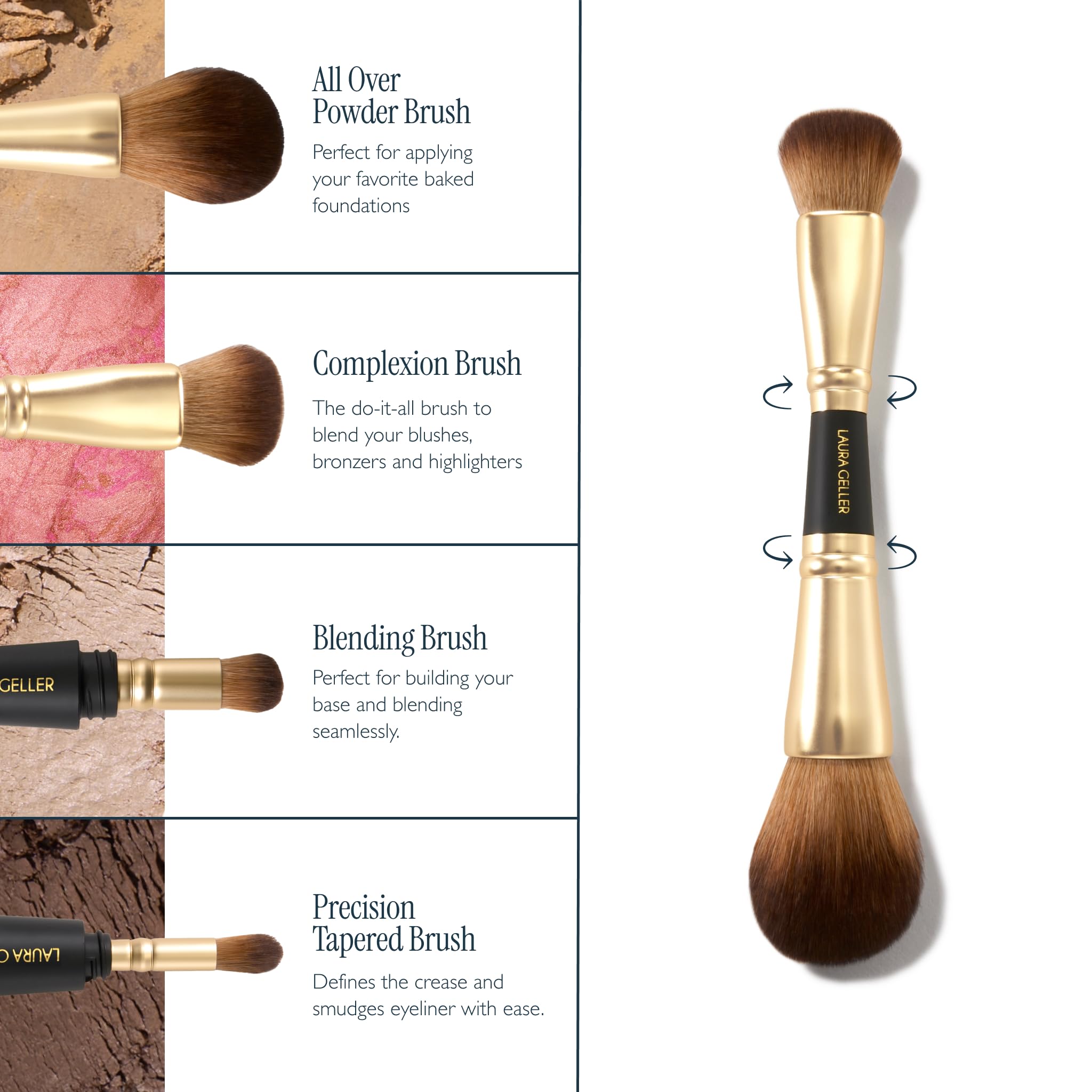 LAURA GELLER NEW YORK Cosmetic Professional Makeup Brushes - Cruelty-Free 02 Retractable Angled Kabuki Brush
